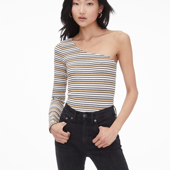 Striped One-Shoulder Tee - Picture 1 of 6